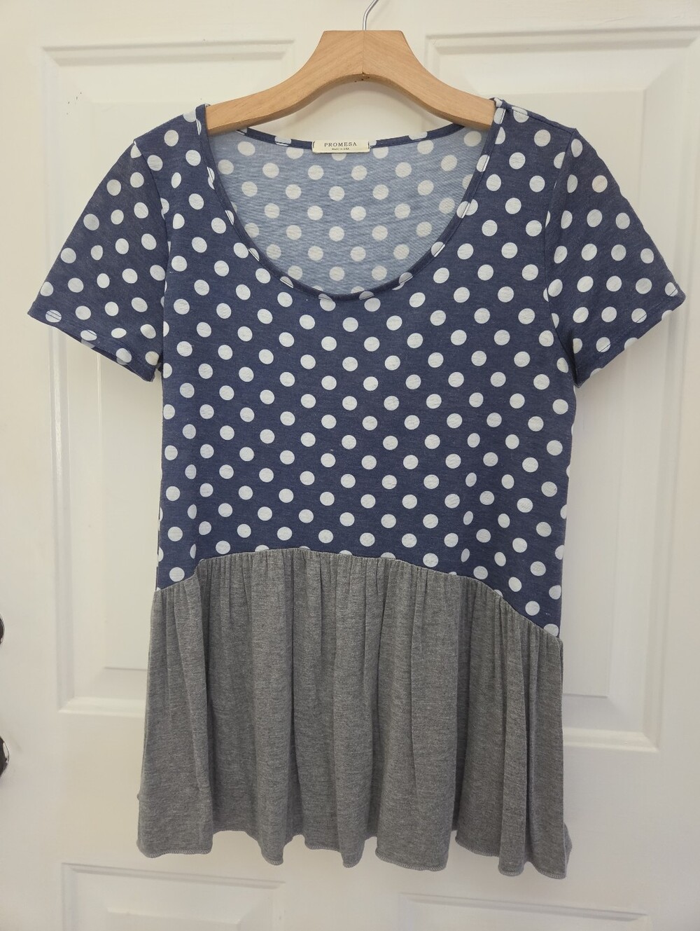 Promesa Polka Dot Shirt - Blue & Gray